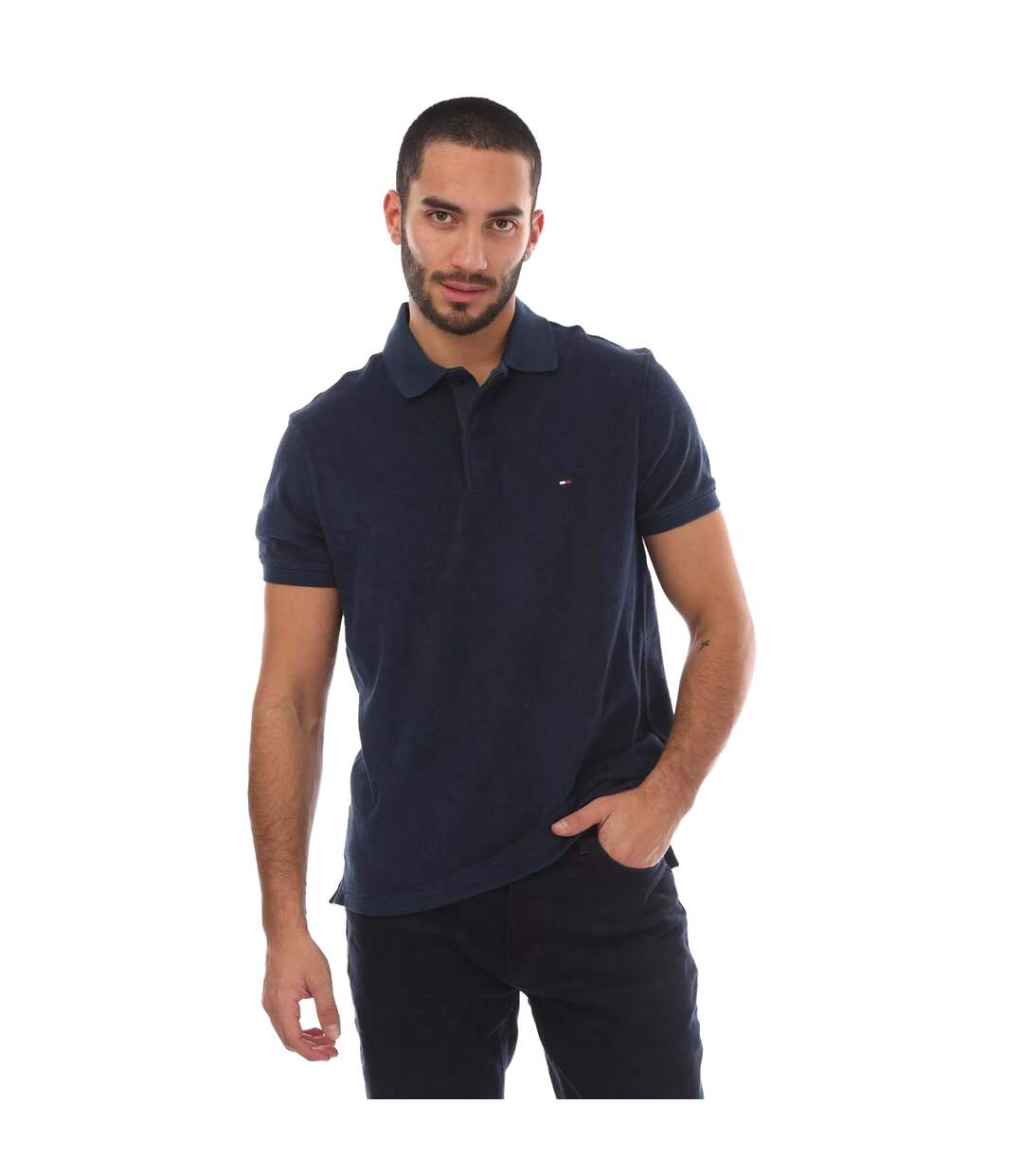 Mens Micro-towelling Regular Polo Shirt Navy Tommy Hilfiger-2