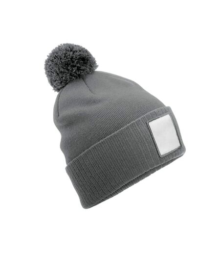 Unisex adult pom pom beanie ash/white Beechfield