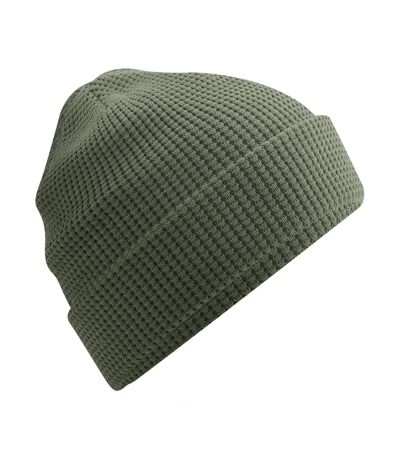 Beechfield Waffle Cotton Beanie (Olive Green)