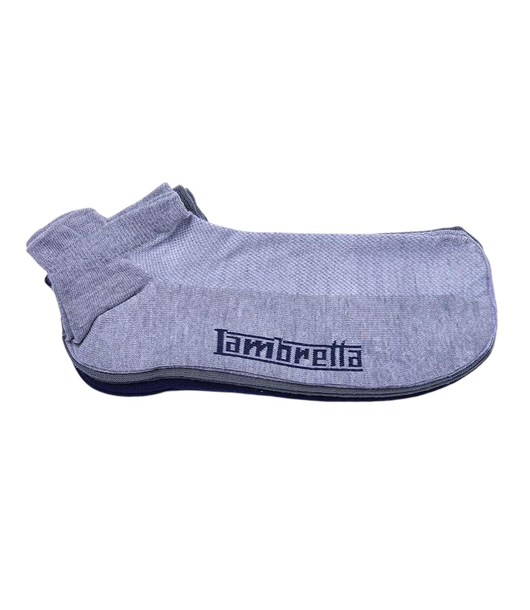 Pack Of 3  Mens Trainer Socks  Navy Khaki Grey Marl Lambretta-3