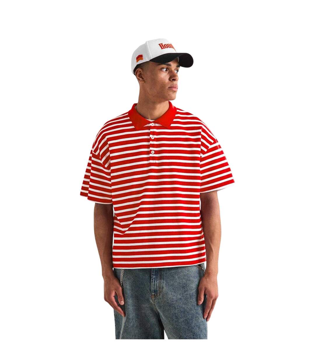 Polo Manches Courtes Motif/style À Rayures Homme Rouge Écru Summit-1