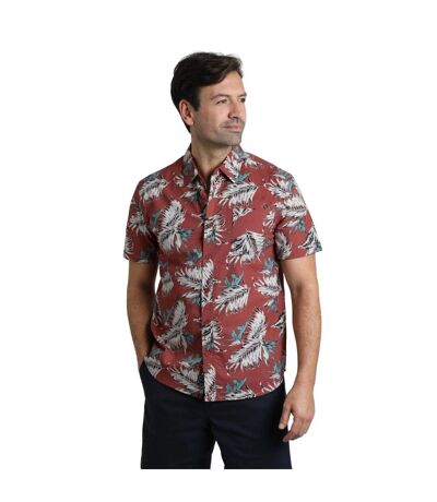 Mens Faraway Leaf Print Organic Cotton Shirt Paprika Weird Fish