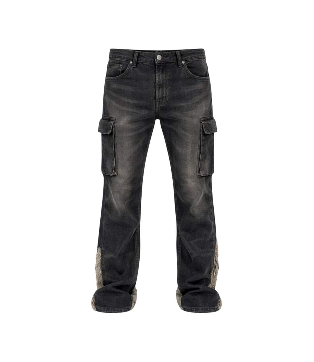 Mens Denim Slim Cargo Jeans Black Wash Firetrap-2