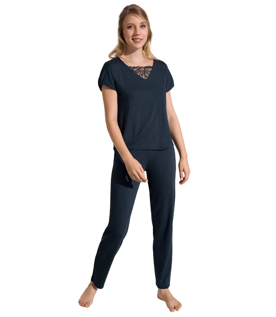 Pyjama pantalon t-shirt manches courtes Naty Lisca-1