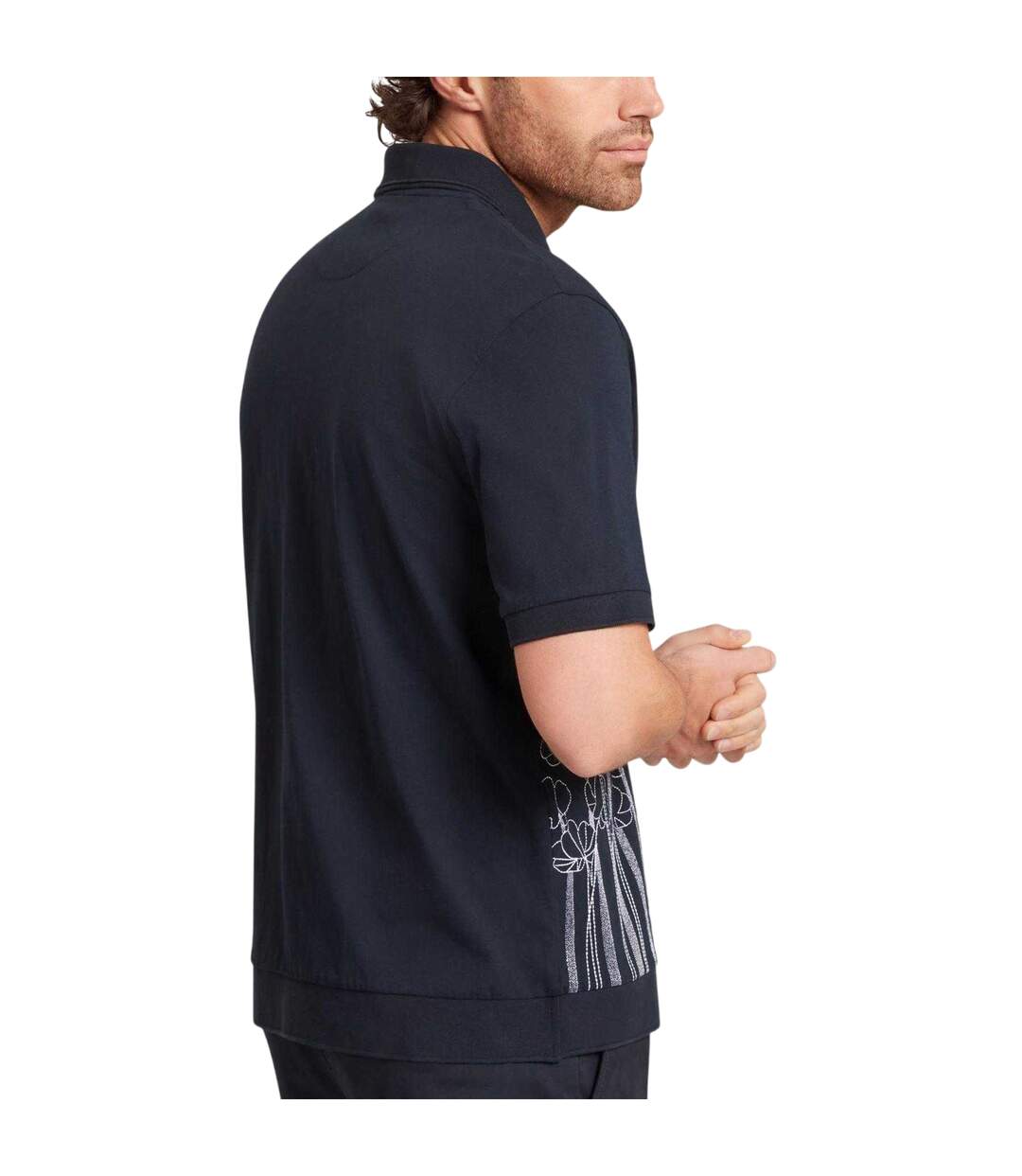 Mens Floral Short-sleeved Polo Shirt Navy Ted Baker-3