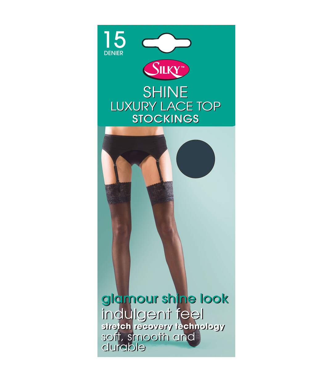 Shine Bas Satinés Pour Porte-jarretelles 1 Paire Femme Bleu Marine Silky-2