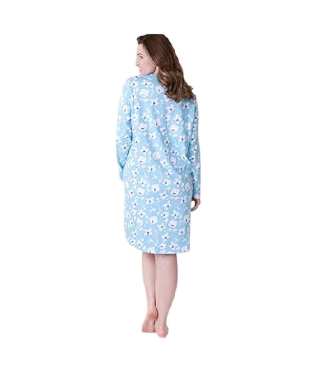Chemise De Nuit Femme Bleu Clair Blanc Camille-2