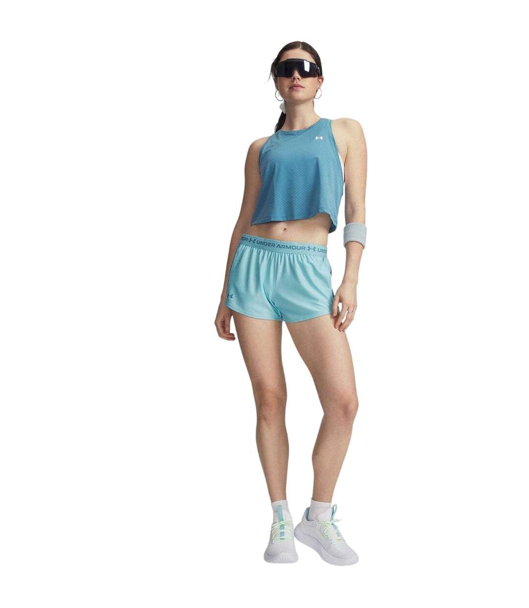 Womens/ladies Play Up 2 In 1 Shorts Blue Haze Under Armour-1