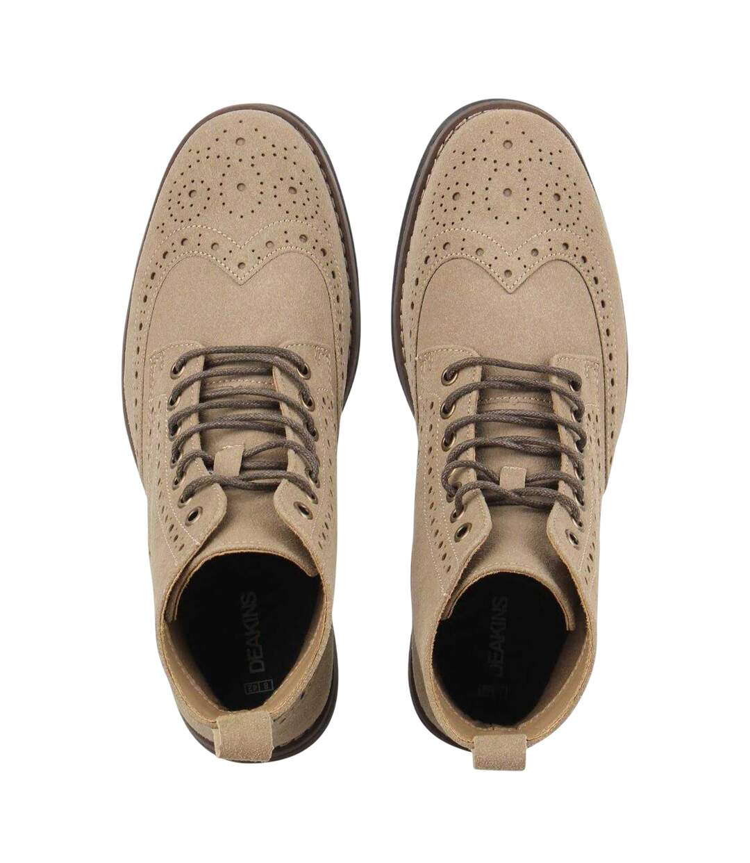 Mens Brogue Detailing Block Heel Boots Camel Nicholas Deakins-3
