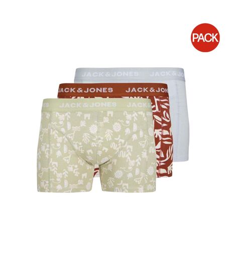 Pack Of 3  Mens Leaves Fitted Boxer Briefs  Desert Sage Jack And Jones