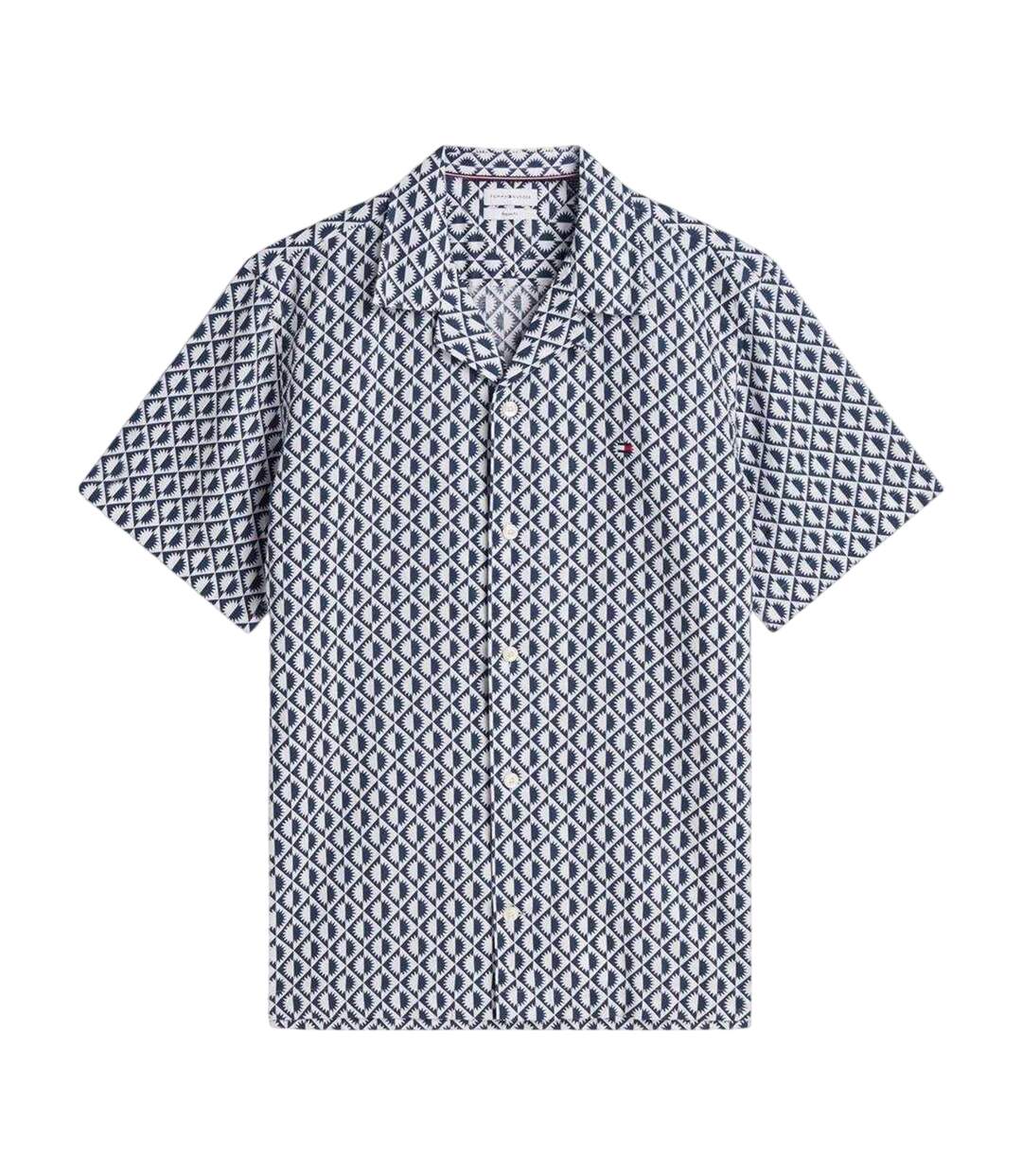 Chemise Manches Courtes Motif/style À Motifs Homme Gris Bleu Marine Tommy Hilfiger-2