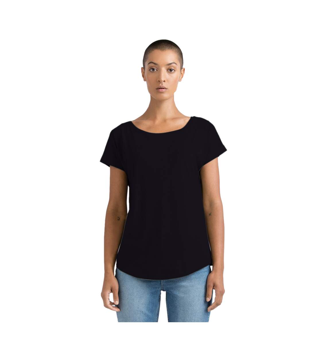 T-shirt ample à manches courtes en coton femme noir Mantis