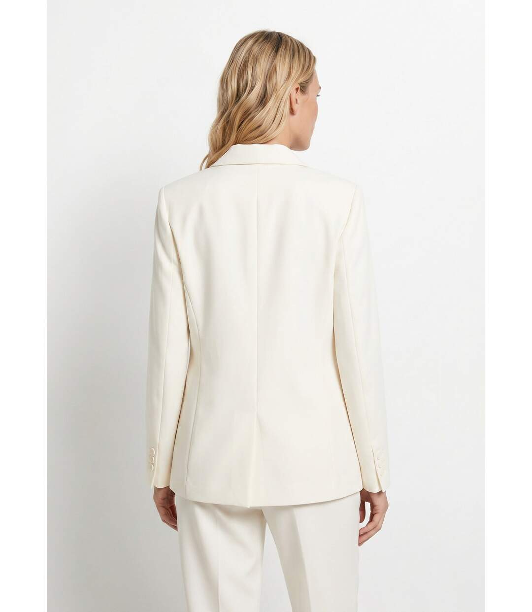 Veste tailleur unie fluide double boutonnage-2
