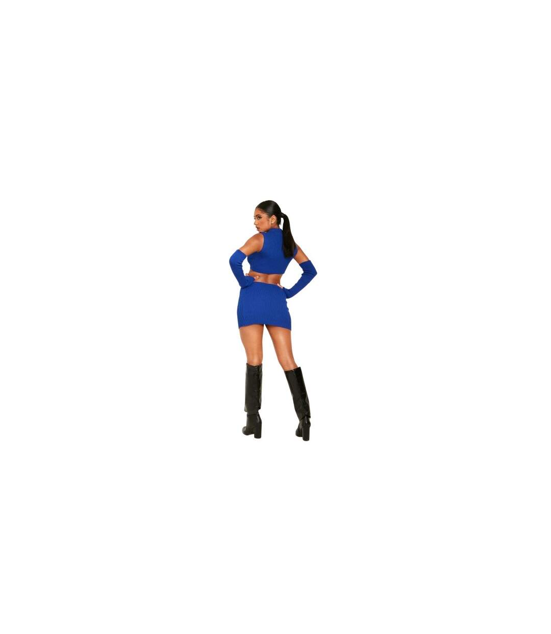 Womens/ladies Knitted Mini Skirt Blue Missy Empire-1