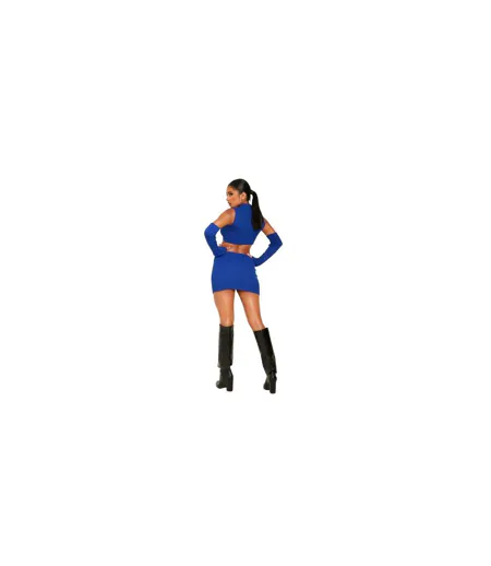 Womens/ladies Knitted Mini Skirt Blue Missy Empire