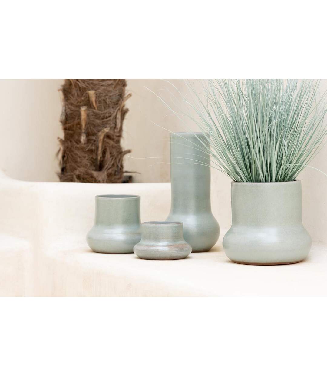 Vase en Céramique Organique 40cm Vert-5