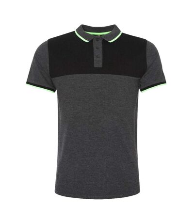 Liverpool FC Mens Panel Polo Shirt (Charcoal/Black)
