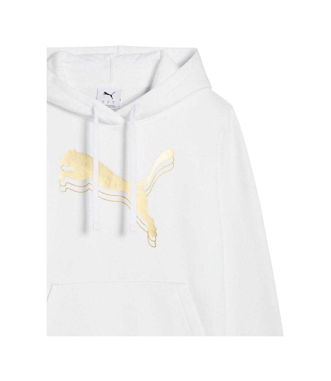 Womens/ladies Essentials Metallic Detail Hoodie White Metallic Puma-3