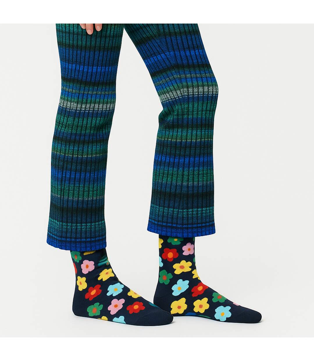 1 Pack Mens & Ladies Cotton Flower Design Socks-3