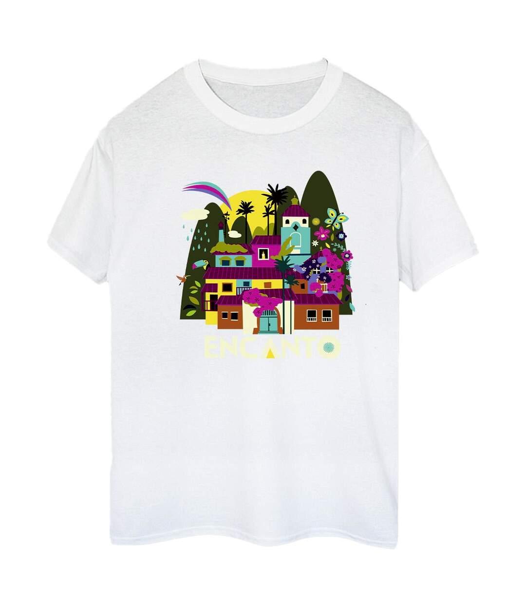 Disney Womens/Ladies Encanto Many Houses Cotton Boyfriend T-Shirt (Blanc) - UTBI22324-1