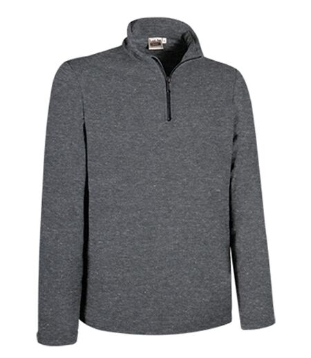 Sweat polaire demi zip - Homme - REF IDAHO - gris antracite chiné