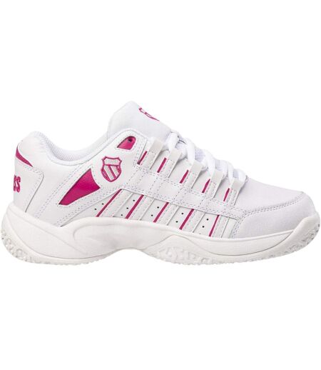 Mens Logo Leather Low Cut Tennis Shoes White K-Swiss
