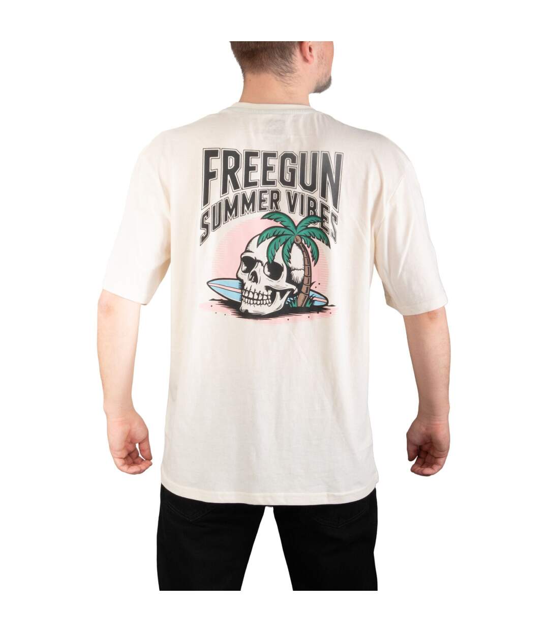 T-shirt homme en jersey 140GSM imprimé devant et dos Vibes Freegun-2