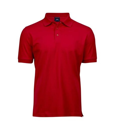Mens Luxury Stretch Polo Shirt Red Tee Jays