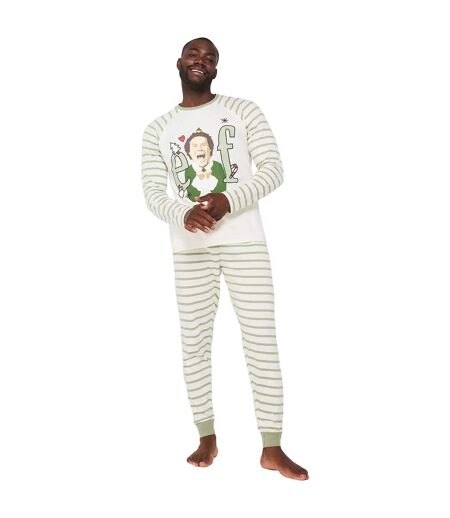 Ensemble De Pyjama Long Manches Longues Motif/style Rayé Homme Blanc Vert Elf