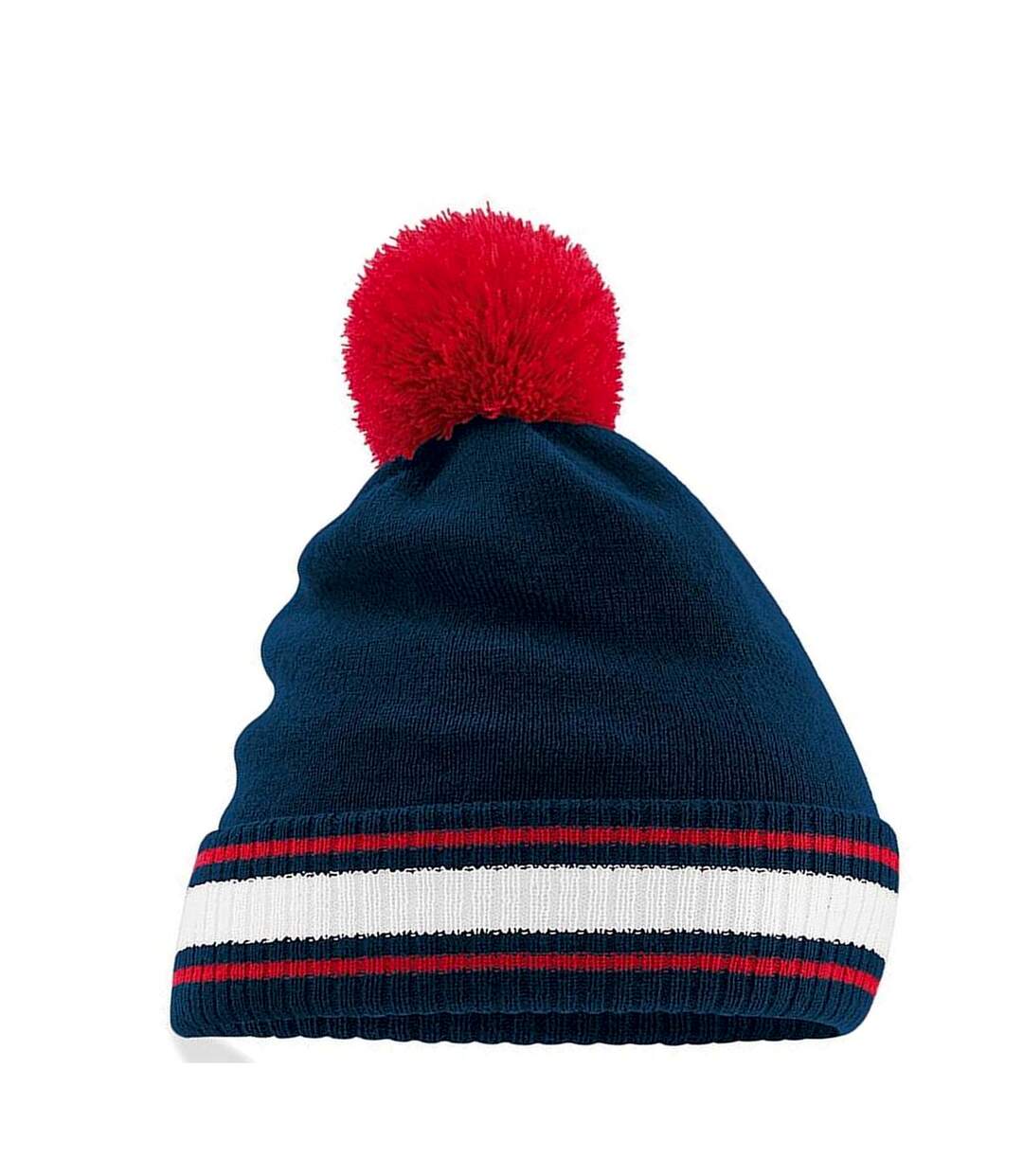 Beechfield Mens Stadium Beanie (French Navy/Classic Red/White) - UTRW6016-2