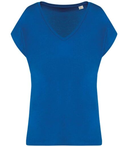 T-shirt loose à col V écoresponsable - Femme - PAT312 - bleu roi sea blue