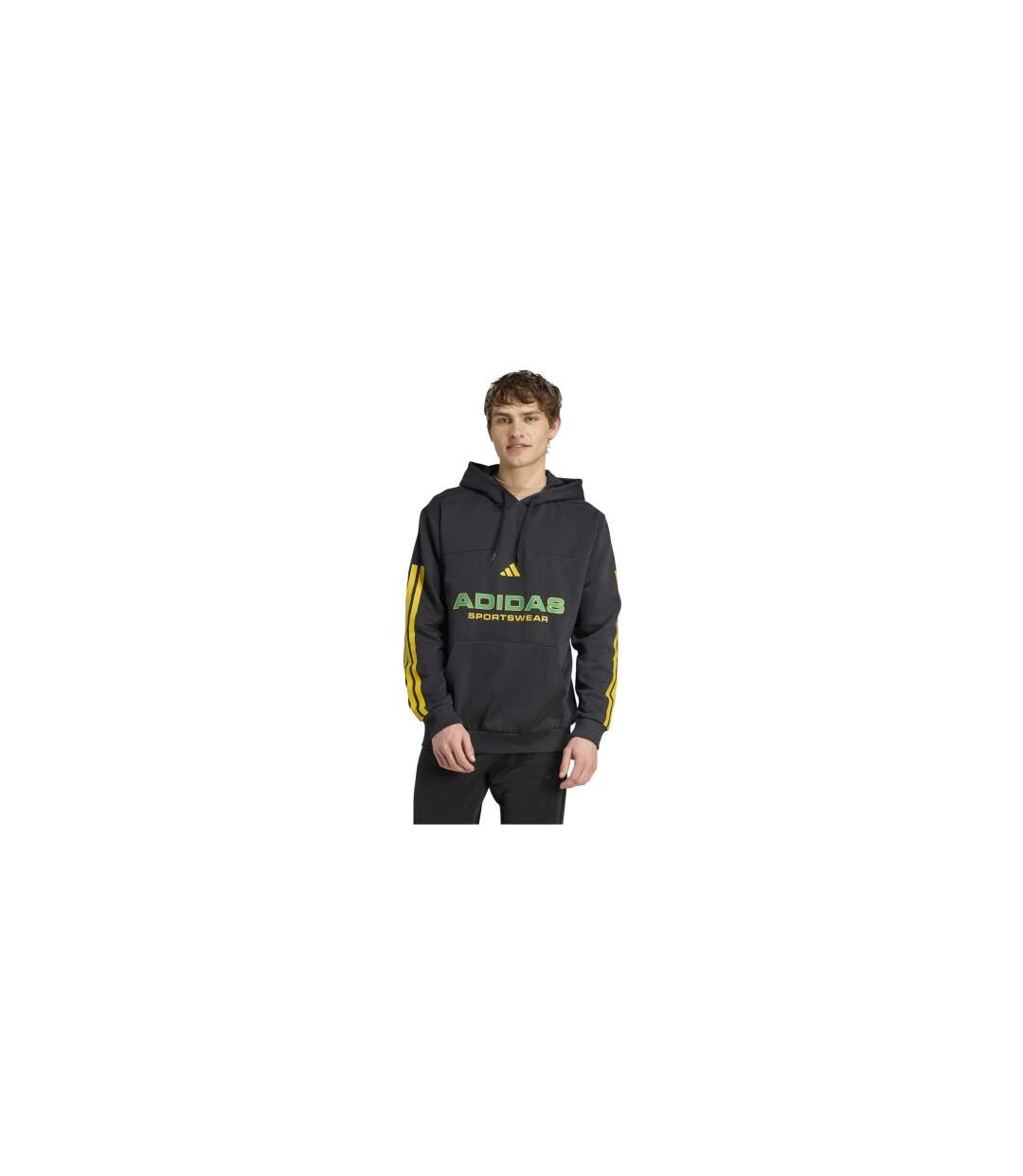 Sweat À Capuche Sport Motif/style À Rayures House Of Tiro Nations Pack Adulte Noir Jaune Or Adidas-1