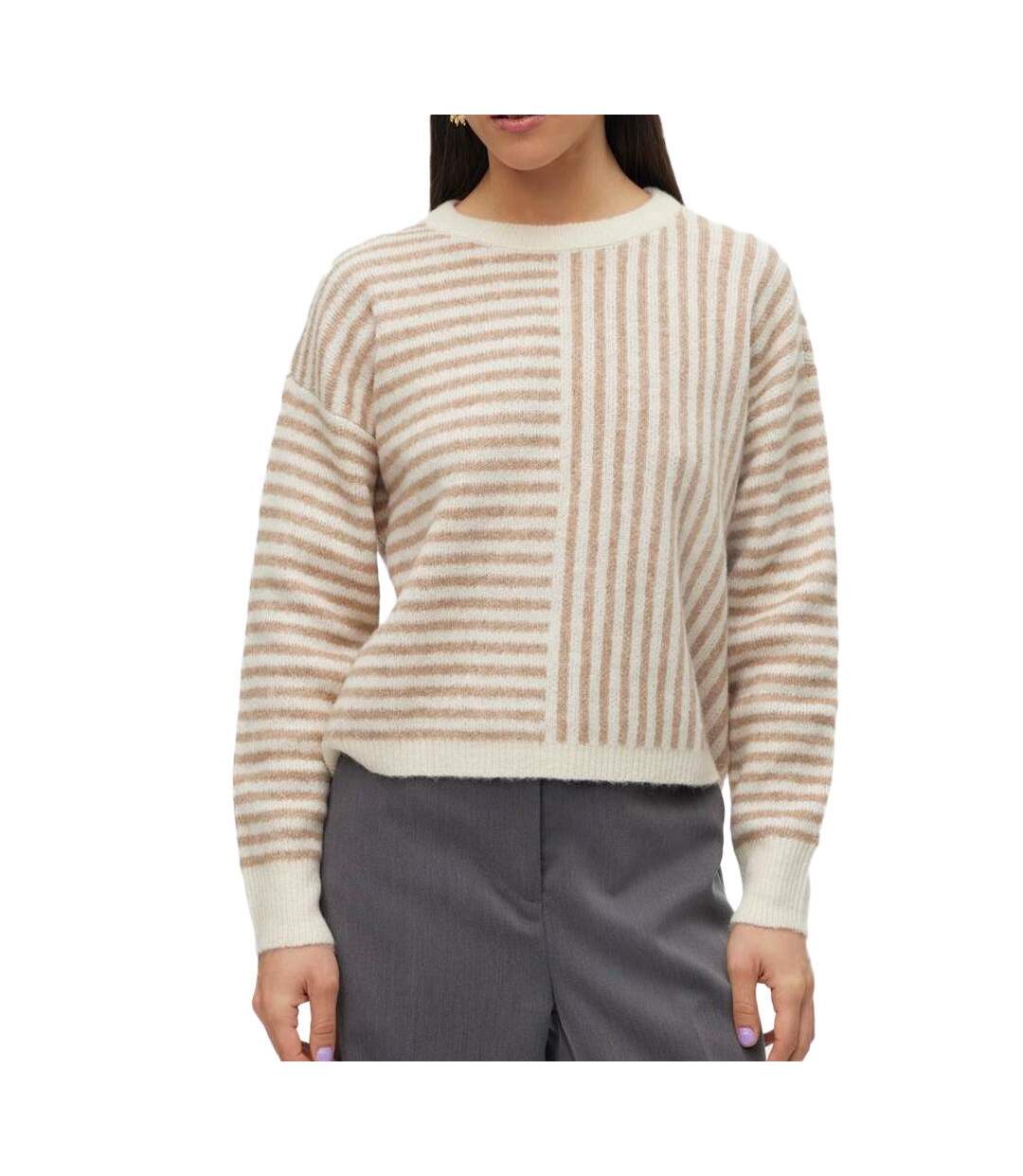 Pull beige/écru femme vero moda ranus-1