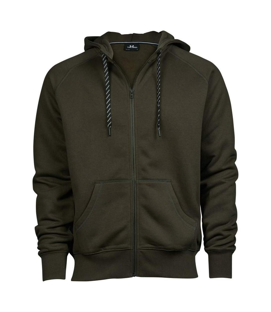Sweat À Capuche Homme Vert Kaki Foncé Tee Jays-1