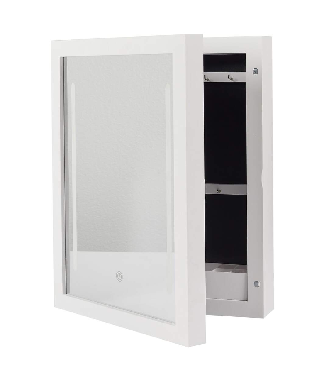 Rangement mural avec miroir LED - Blanc - L. 30.4 x l.8.6 x H. 40cm-1