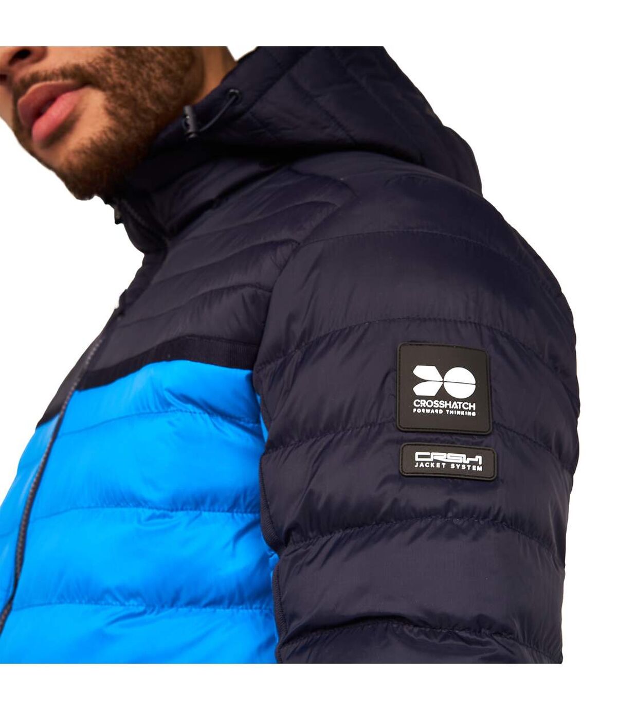 Crosshatch Mens Pymoore Contrast Panel Padded Jacket (Blue)