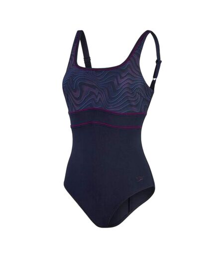 Maillot De Bain 1 Pièce Motif/style Éclipse Femme Noir Violet Abstrait Speedo