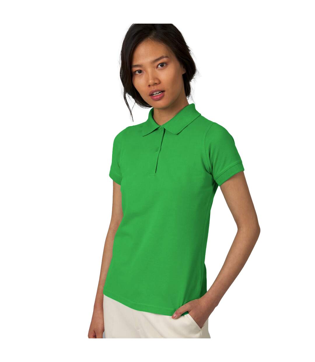 Polo à manches courtes safran pure femme vert tendre B&C-2