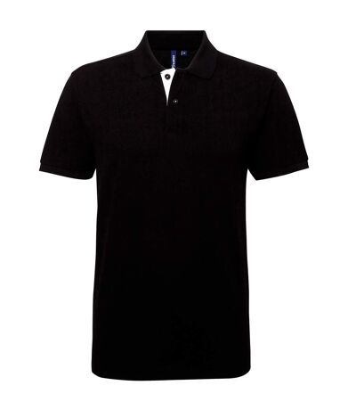 Asquith & Fox Mens Classic Fit Contrast Polo Shirt (Black/ White) - UTRW4810