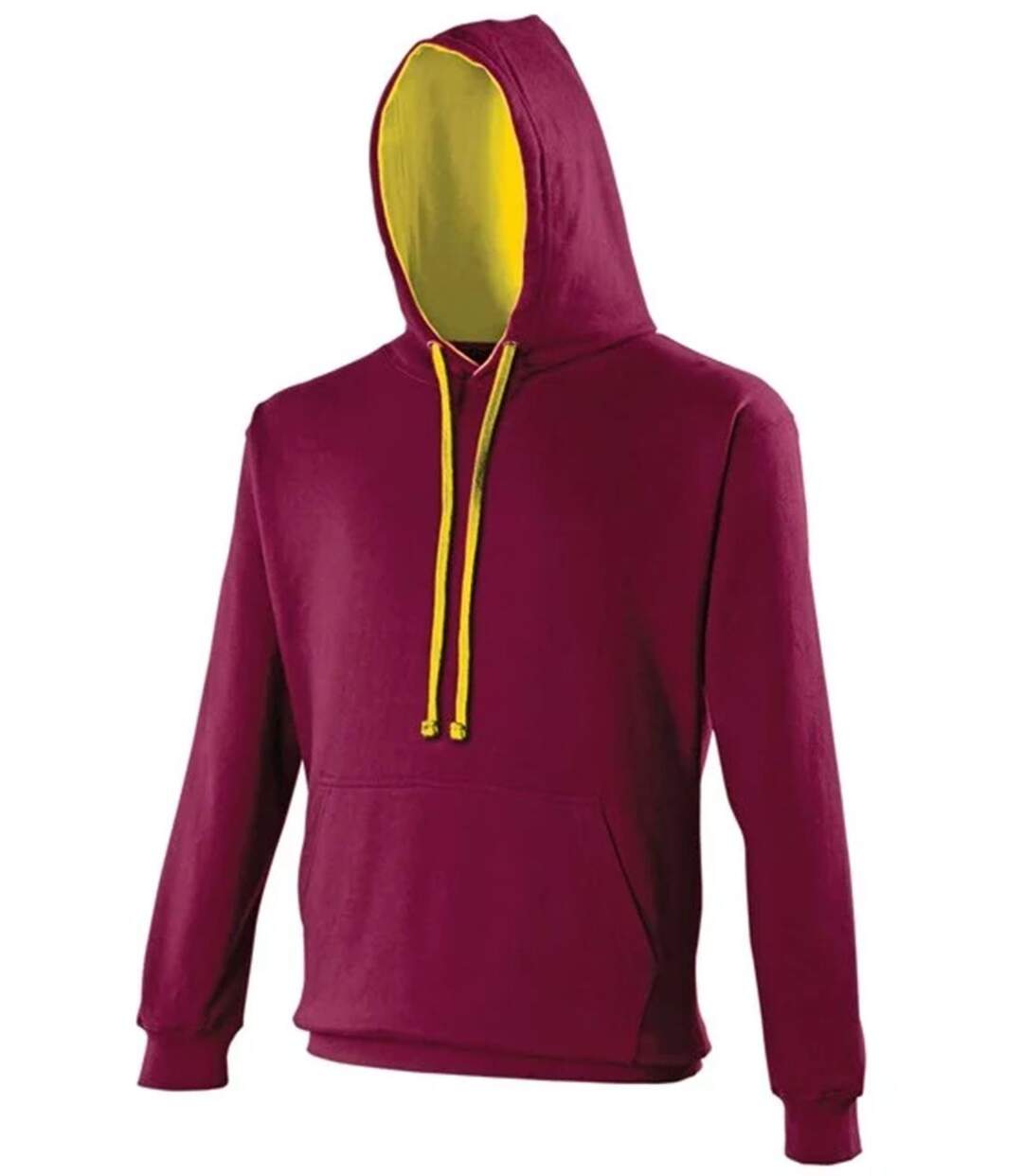 Sweat à capuche contrastée unisexe - JH003 - rouge bordeau et jaune-2