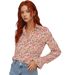 Chemise Femme élégante à  Manches Longues Rouge avec Motif Floral-1