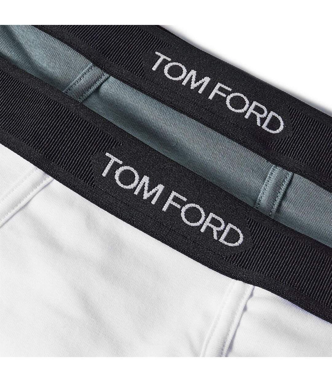 Pack Of 2  Mens Logo Cotton Briefs  White Teal Tom Ford-3