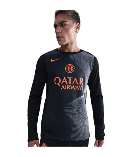 Mens Inter Milan Third Pre Match Training Football Shirt Black Blue Nike