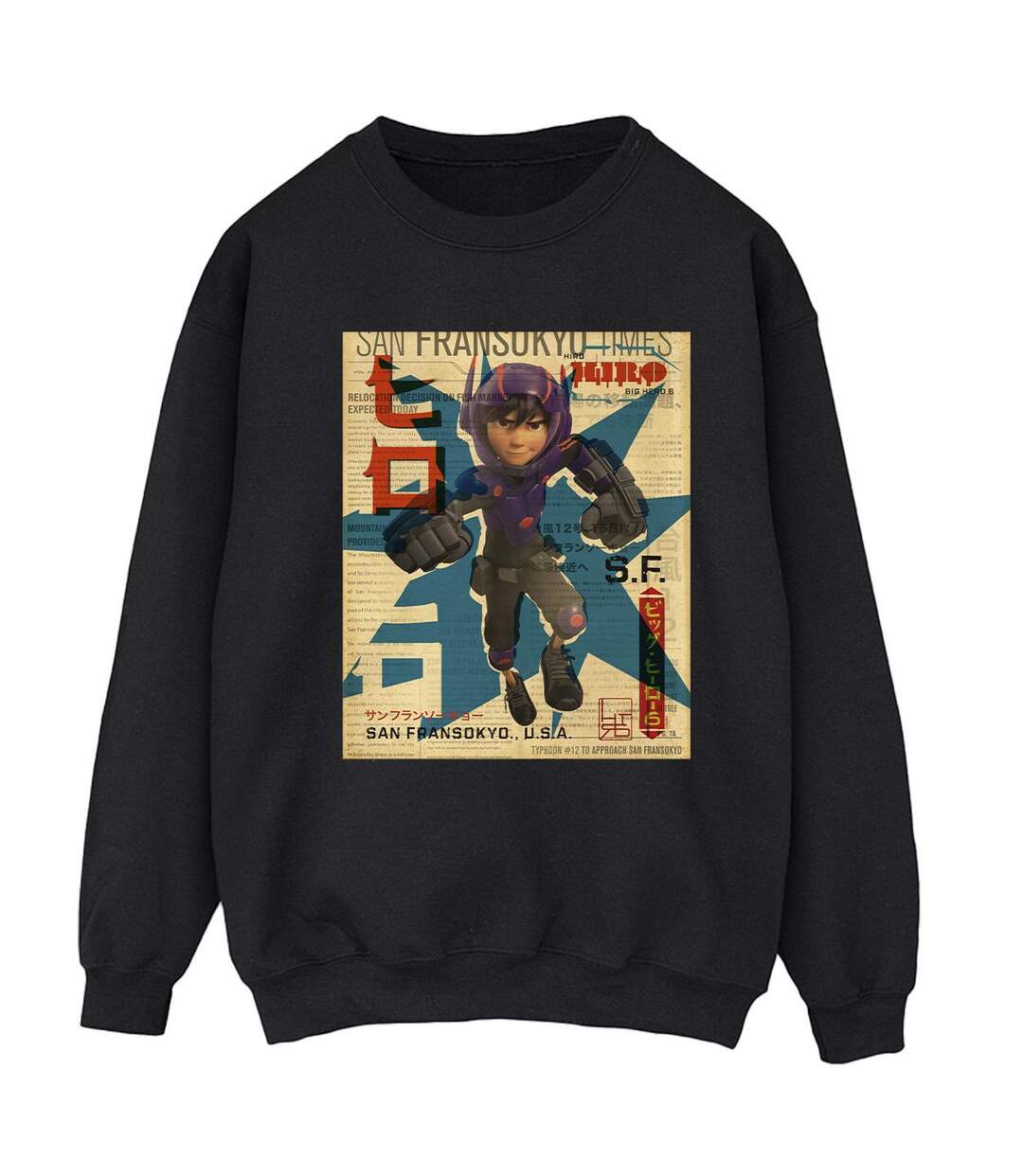 Disney - Sweat BIG HERO BAYMAX HIRO NEWSPAPER - Femme (Noir) - UTBI11434-1