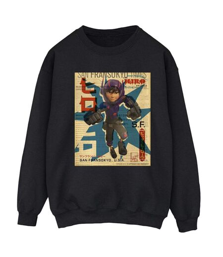 Disney - Sweat BIG HERO BAYMAX HIRO NEWSPAPER - Femme (Noir) - UTBI11434