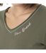T-shirt femme col V flammé avec print devant et motif au dos Tulle Vondutch-2