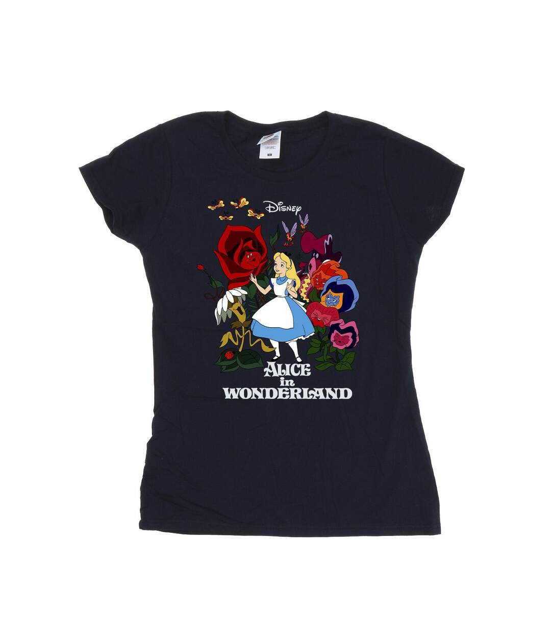 Disney Femme/Ladies Alice In Wonderland - T-shirt en coton avec fleurs (Bleu marine) - UTBI6921-1