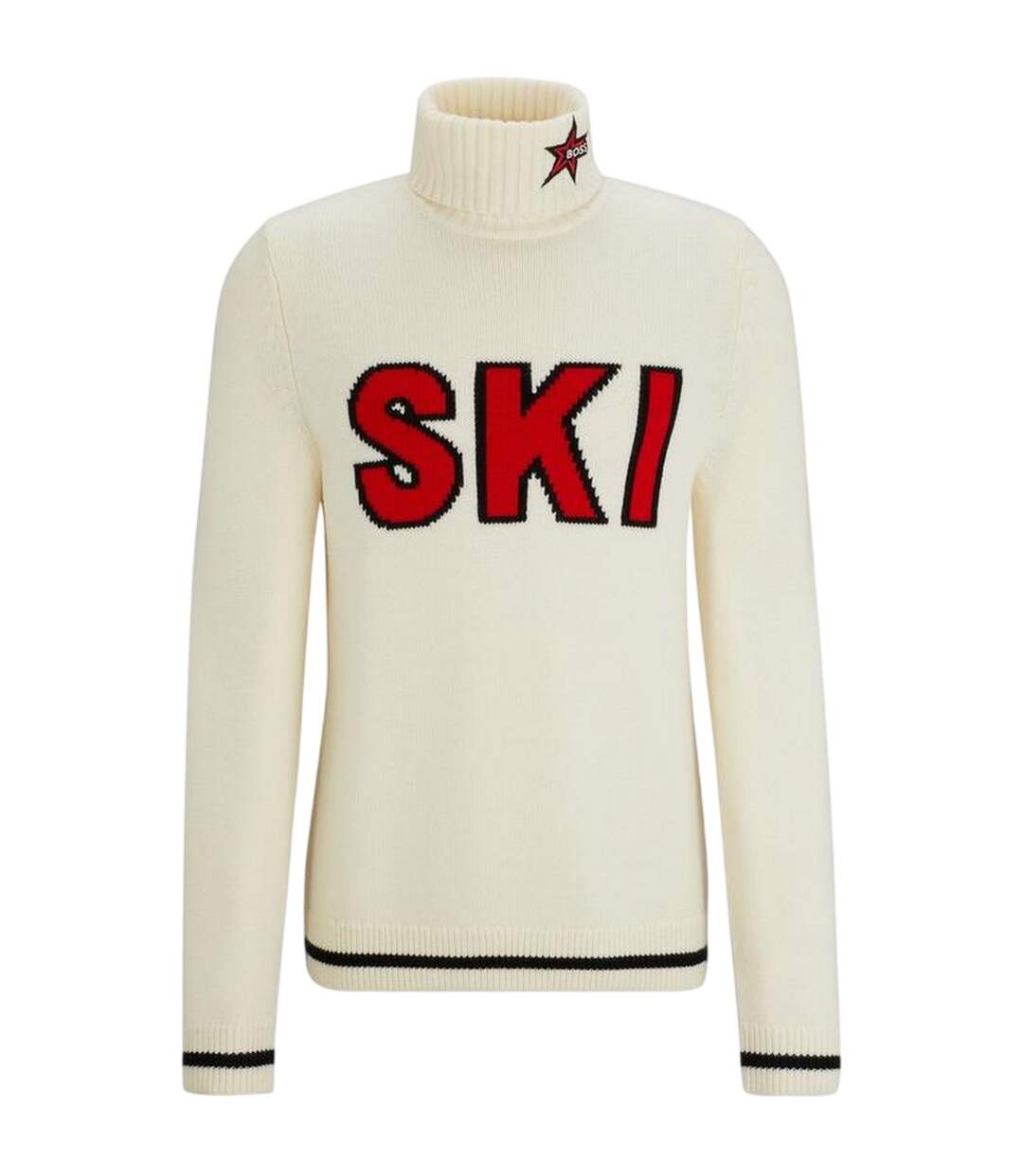Mens Ski Turtle Neck Jumper White Boss-2