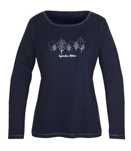 MAYFLOWER NOBODY1 – Tee-shirt manches longues marine à détails brillants pour un look chic et décontracté