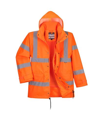 Portwest Mens Rain Hi-Vis Breathable Safety Traffic Jacket (Orange) - UTPW787